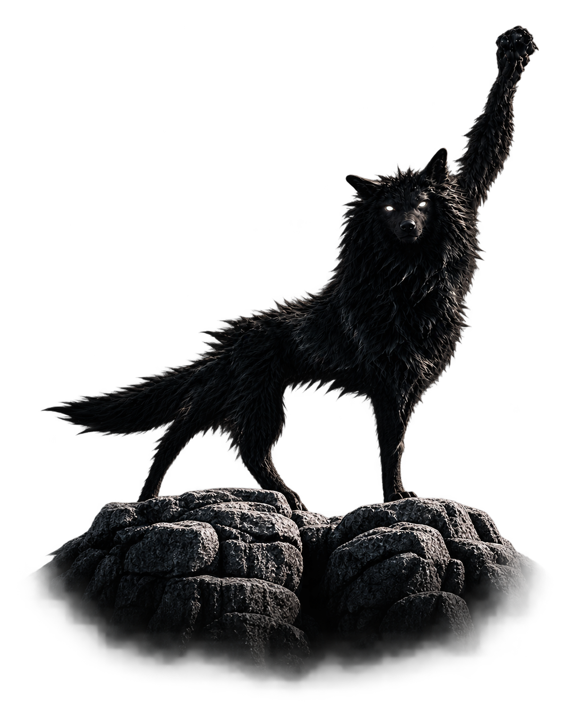 Lobo negro sobre as pedras